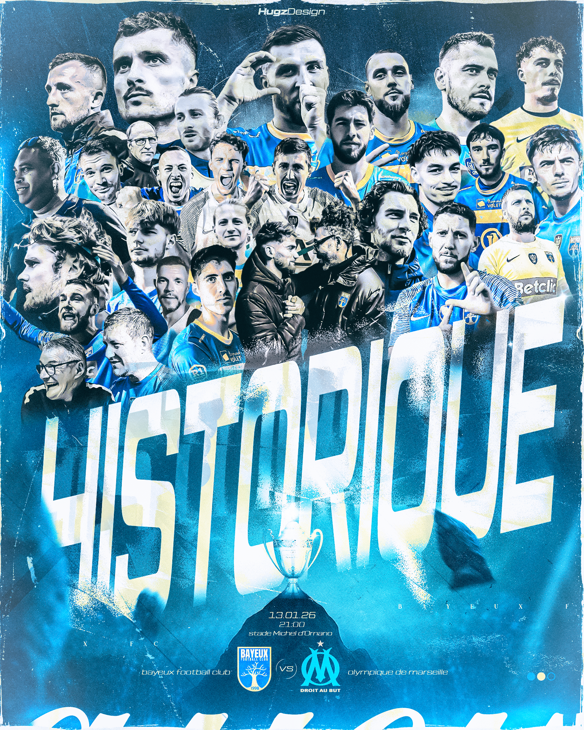 Création visuelle Bayeux vs OM - design social media football